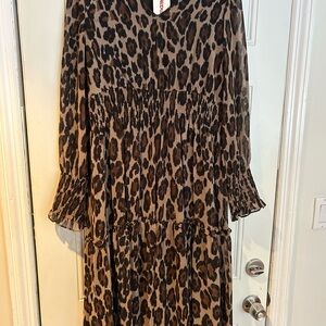 Taylor Brown Leopard Pattern Dress